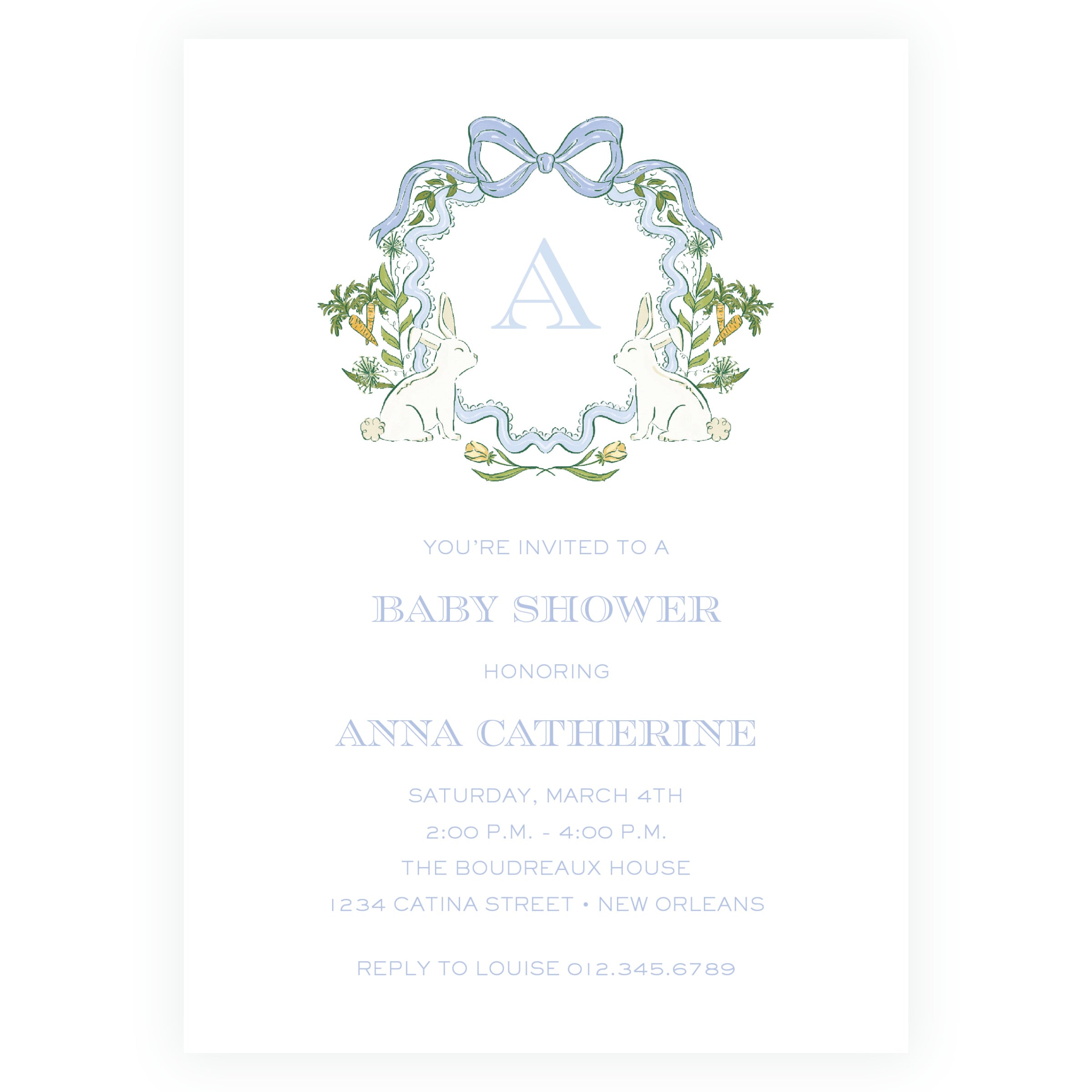 Some Bunny Blue Crest Invitation
