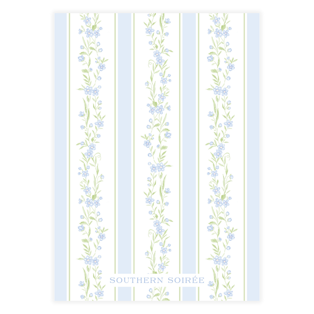 Blue Floral Vine Border Invitation