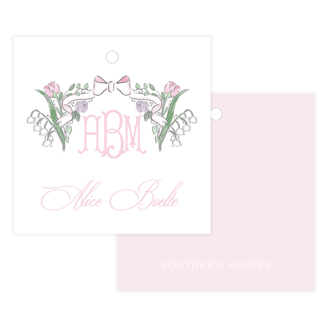 Pink Floral Bow Gift Tag