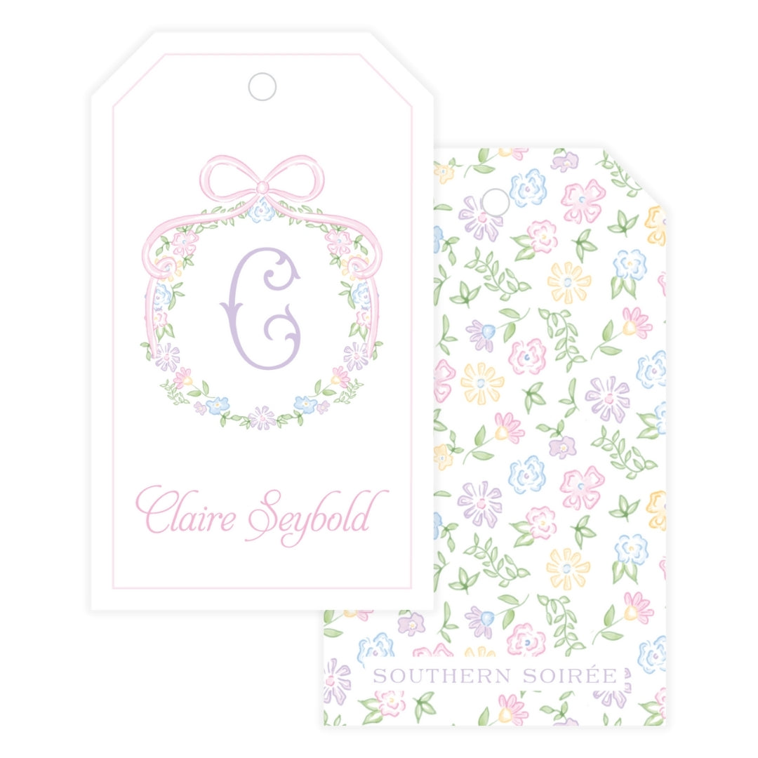 Ditsy Pastel Floral Wreath Gift Tag