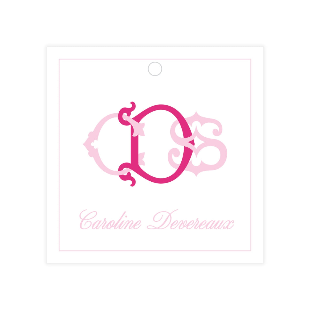 Antique Interlocked Monogram Square Gift Tag