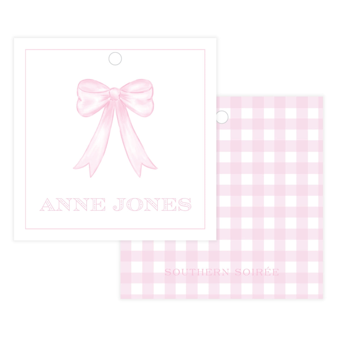 Pink Bow Square Gift Tag