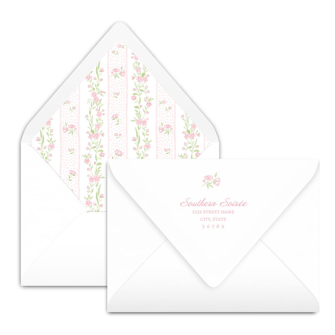 Pink Floral Vine Border Invitation