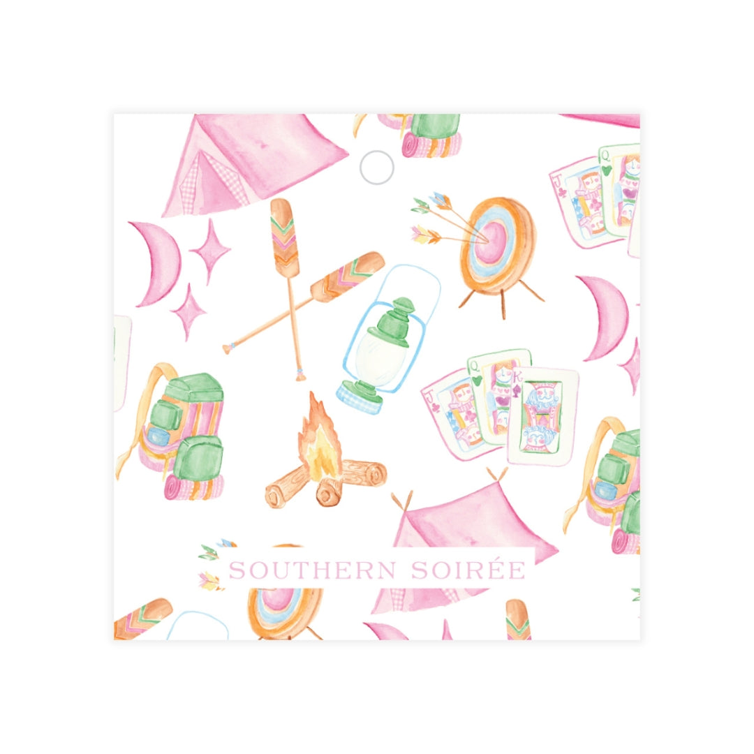 Glamping Girl Square Gift Tag