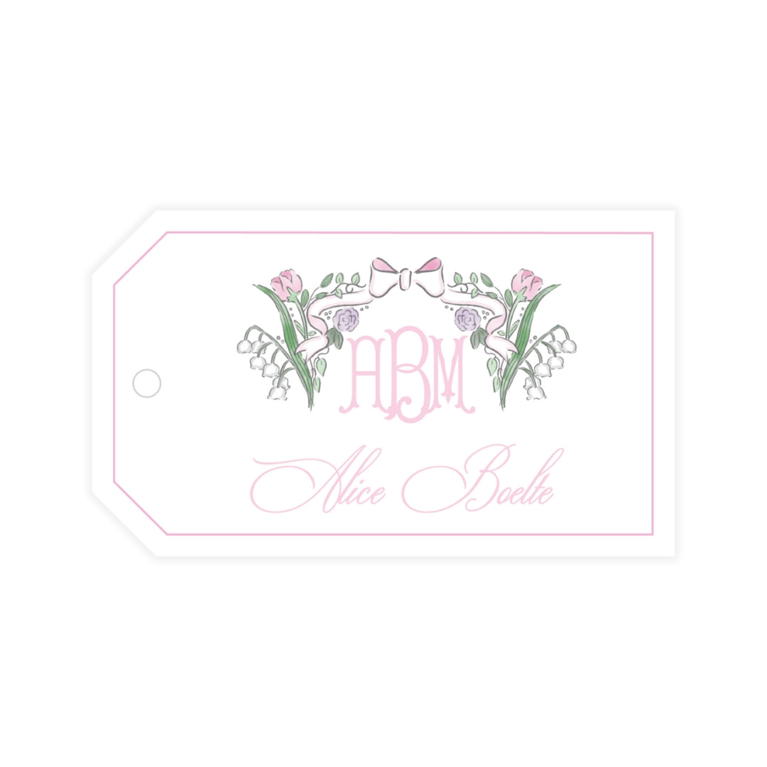 Pink Floral Bow Gift Tag