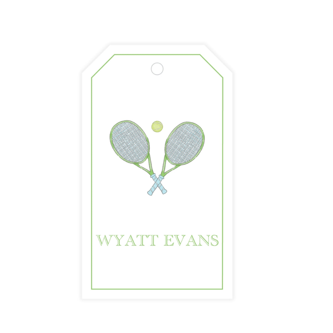 Watercolor Blue & Green Tennis Gift Tag