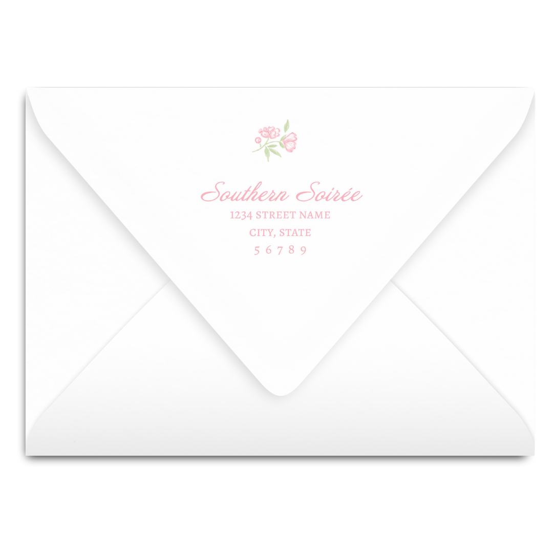 Pink Floral Vine Border Invitation