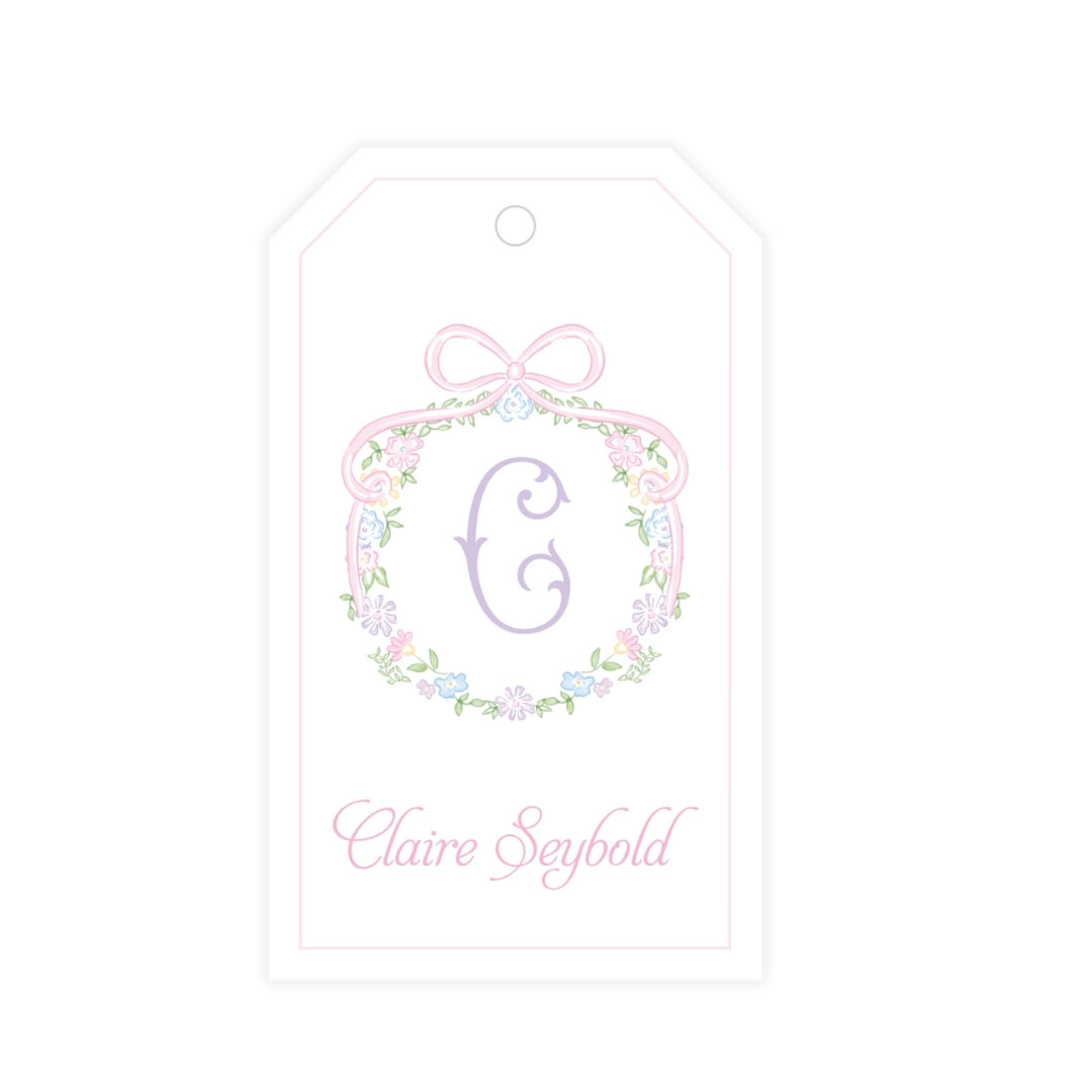 Ditsy Pastel Floral Wreath Gift Tag