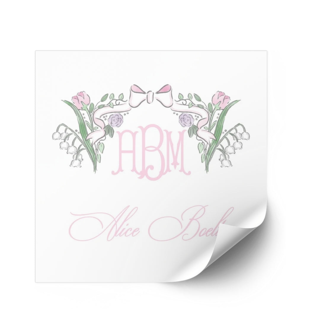 Pink Floral Bow Sticker