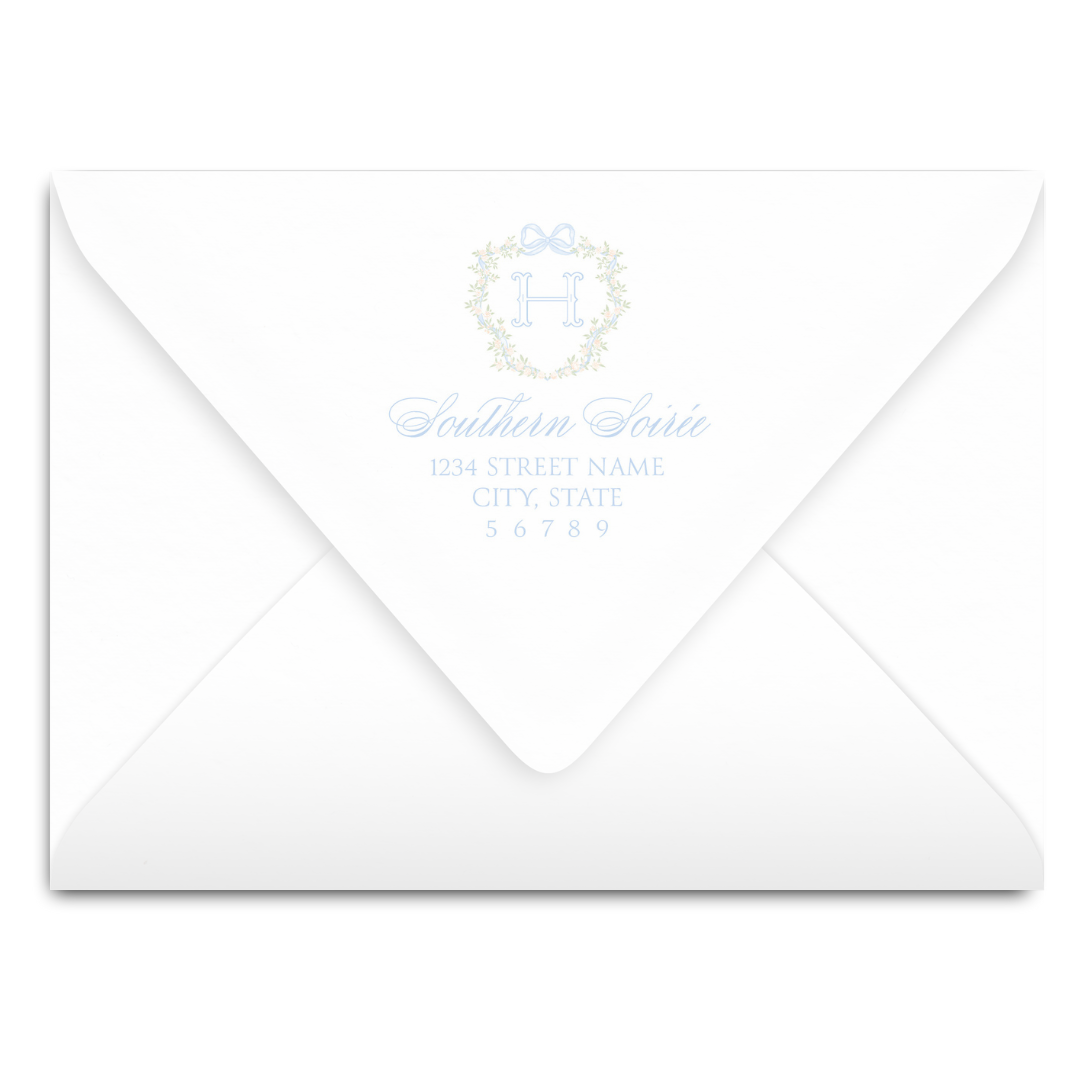 Blue Ribbon and Rose Crest Invitation