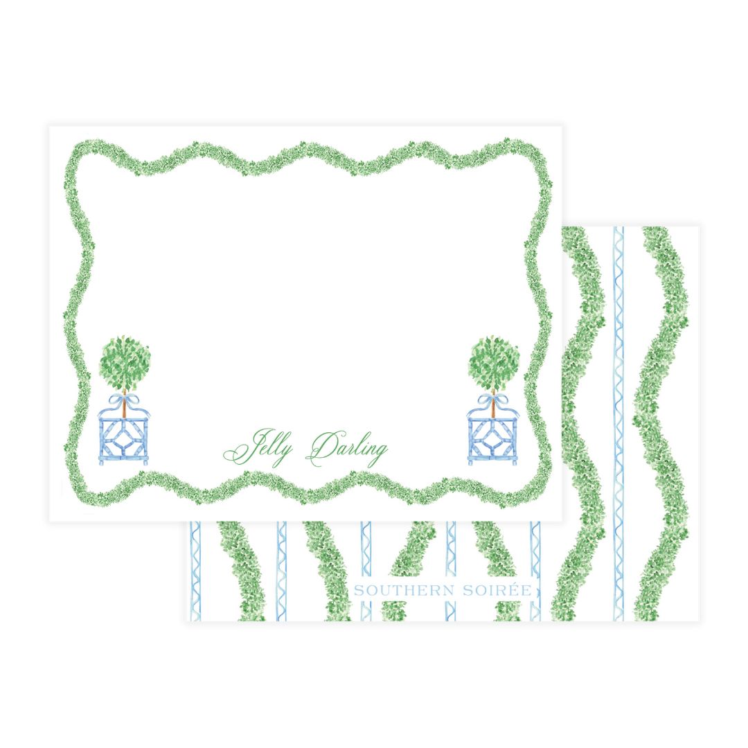 Blue & Green Boxwood Topiary Notecard