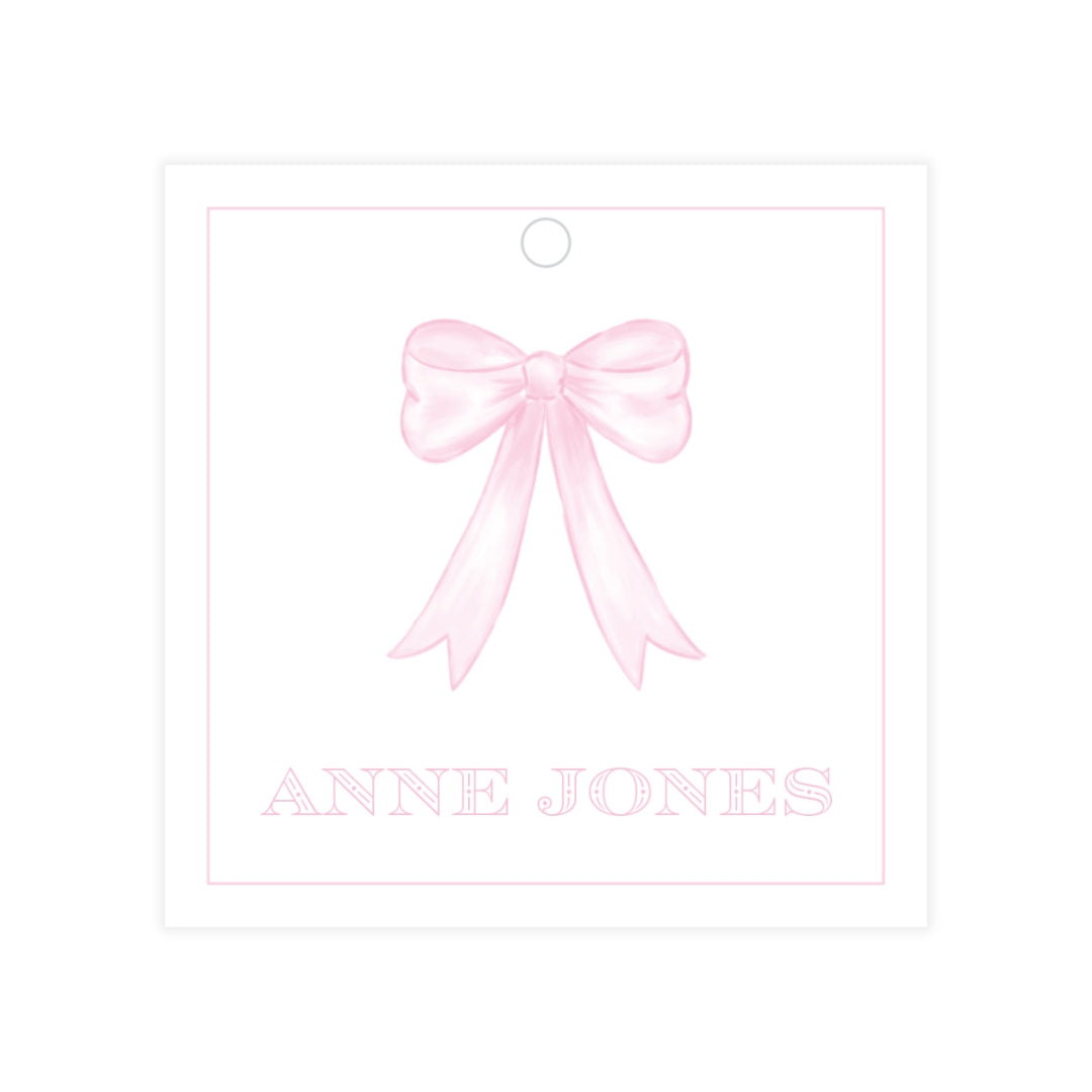 Pink Bow Square Gift Tag
