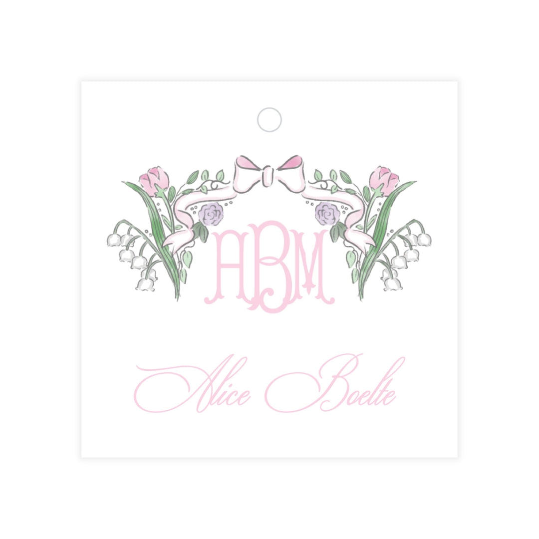 Pink Floral Bow Gift Tag