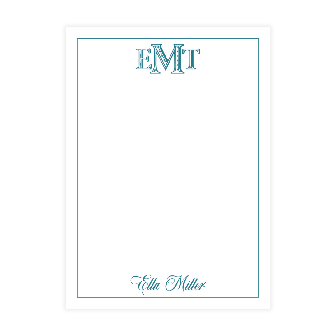 Blue Block Stripe Monogram Notepad