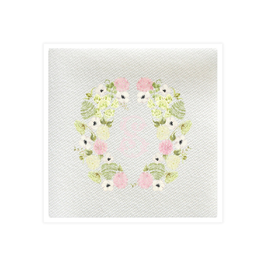 Pink Hydrangea Crest Napkin
