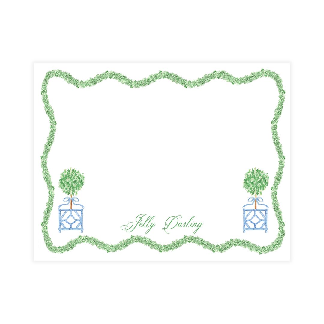 Blue & Green Boxwood Topiary Notecard