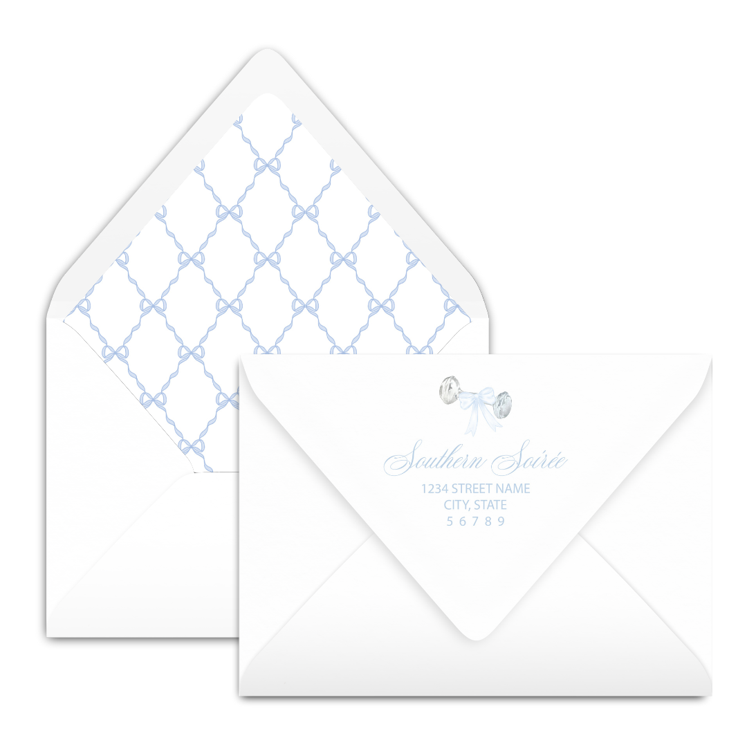 Rattle and Blue Bow Invitation
