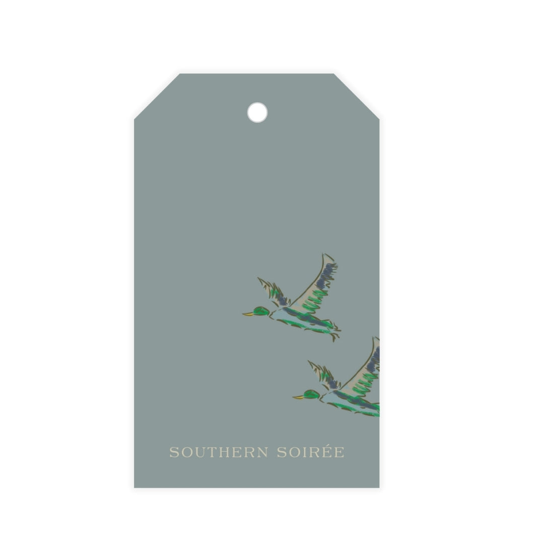 Chocolate Lab Duck Hunting Blue Crest Gift Tag