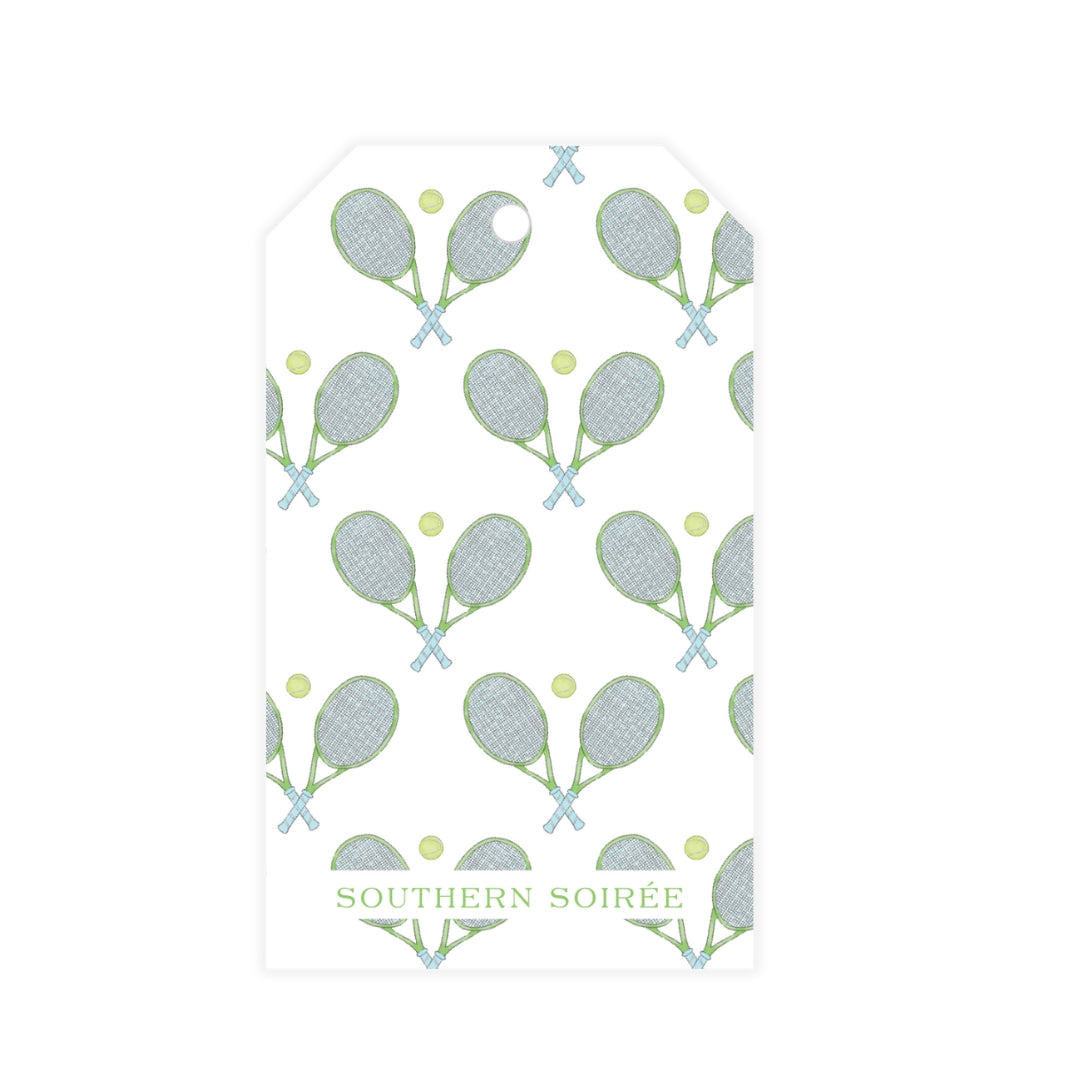 Watercolor Blue & Green Tennis Gift Tag