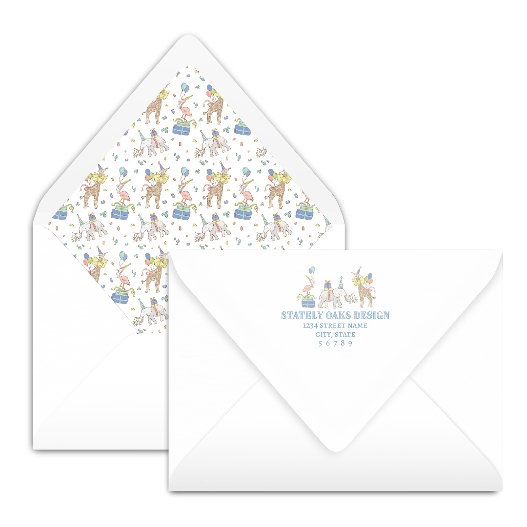 Blue Small Party Animals Invitation