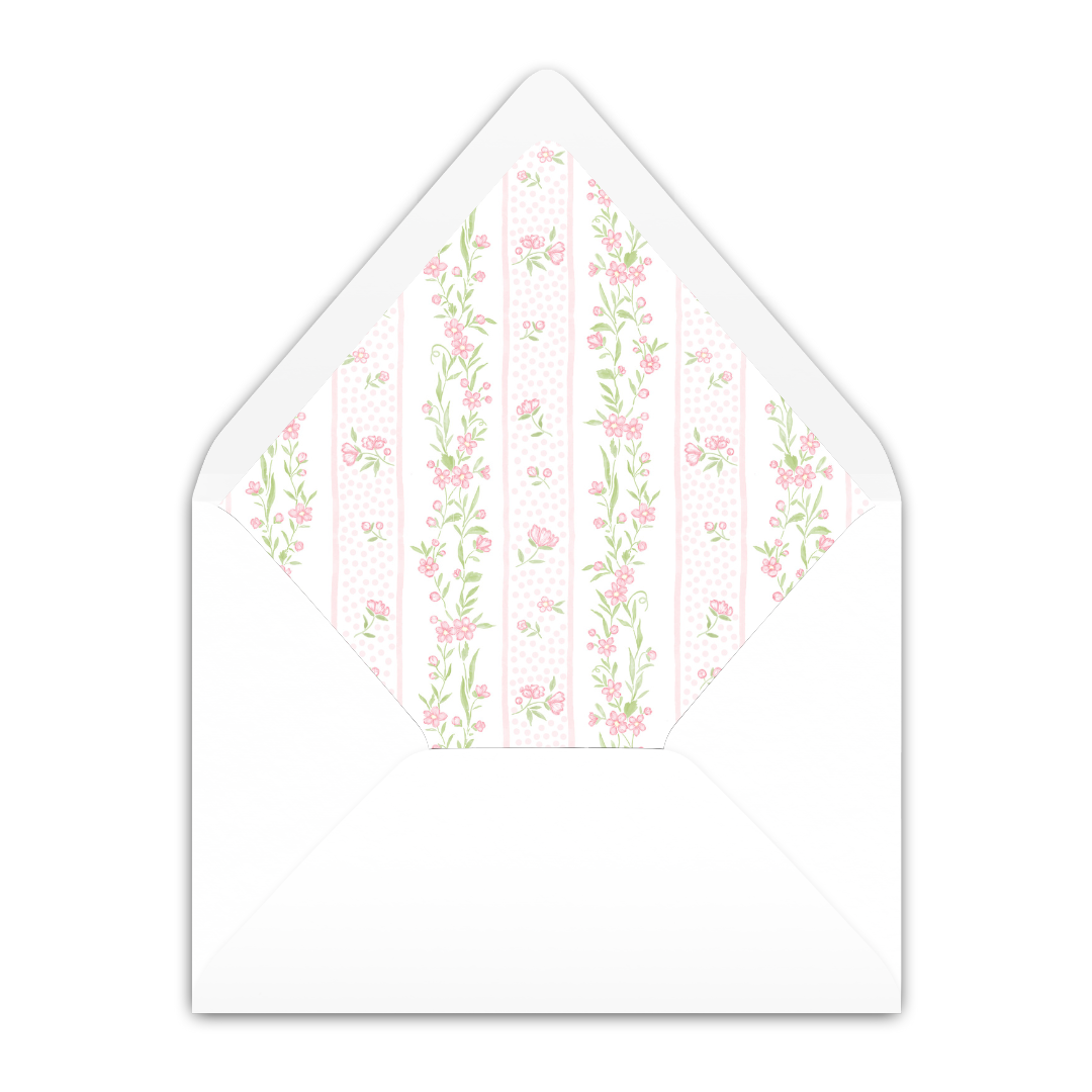 Pink Floral Vine Border Invitation