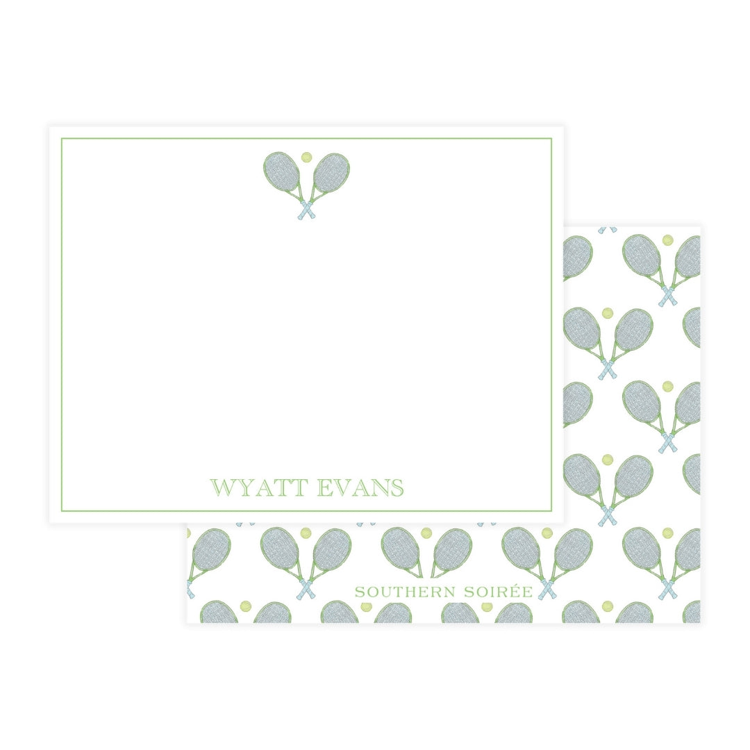 Watercolor Blue & Green Tennis Notecard