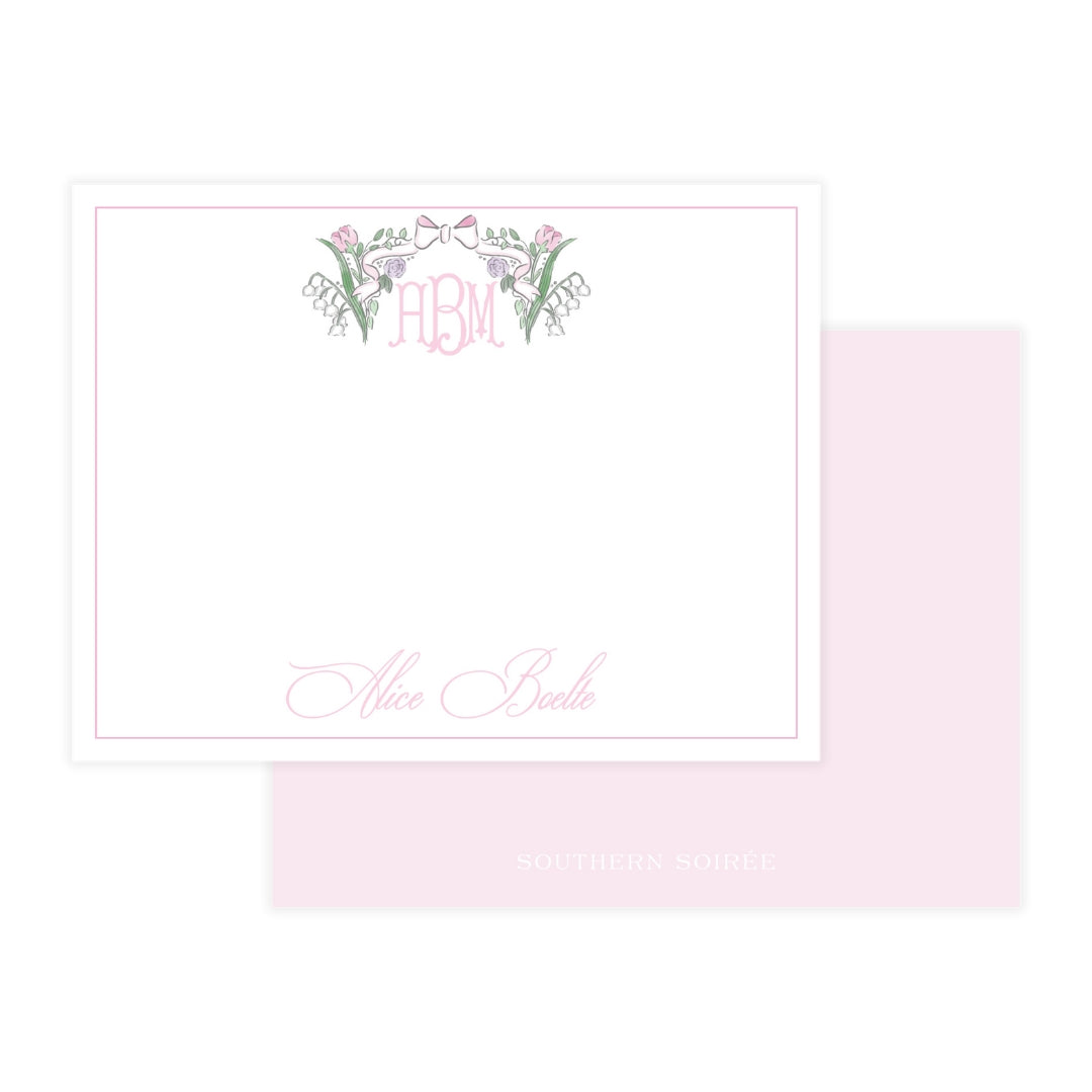 Pink Floral Bow Notecard