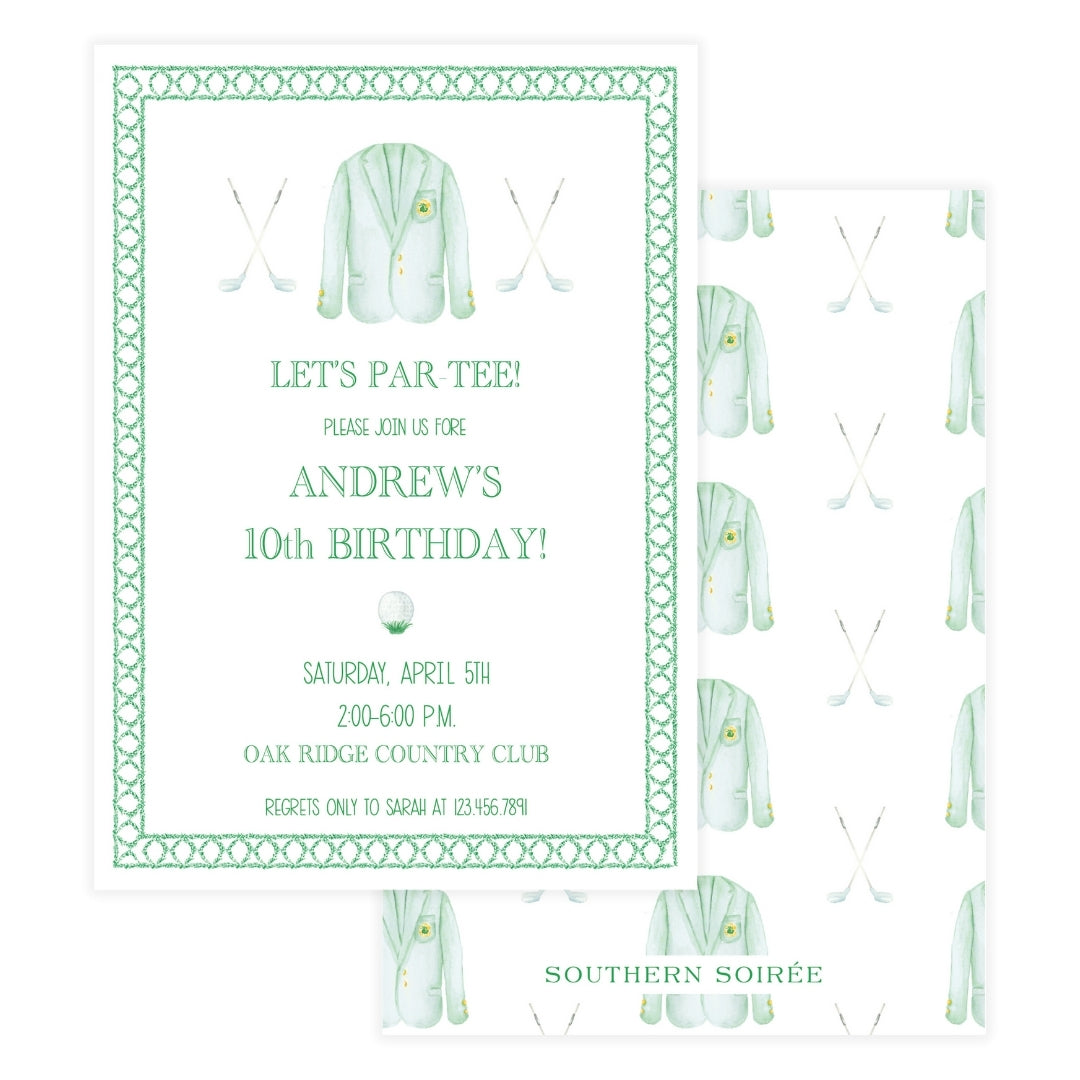 Masters Jacket & Clubs Birthday Invitation