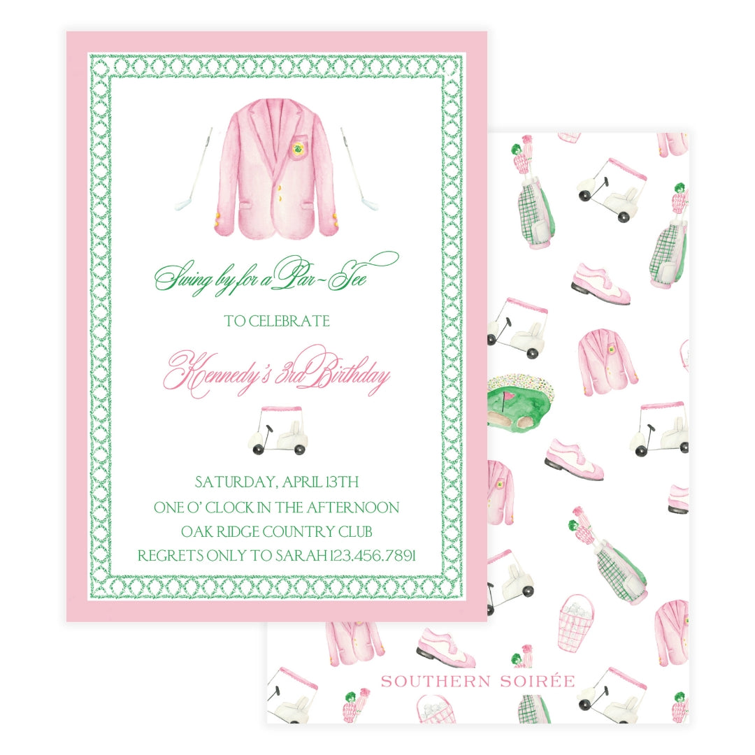 Masters Pink & Green Invitation