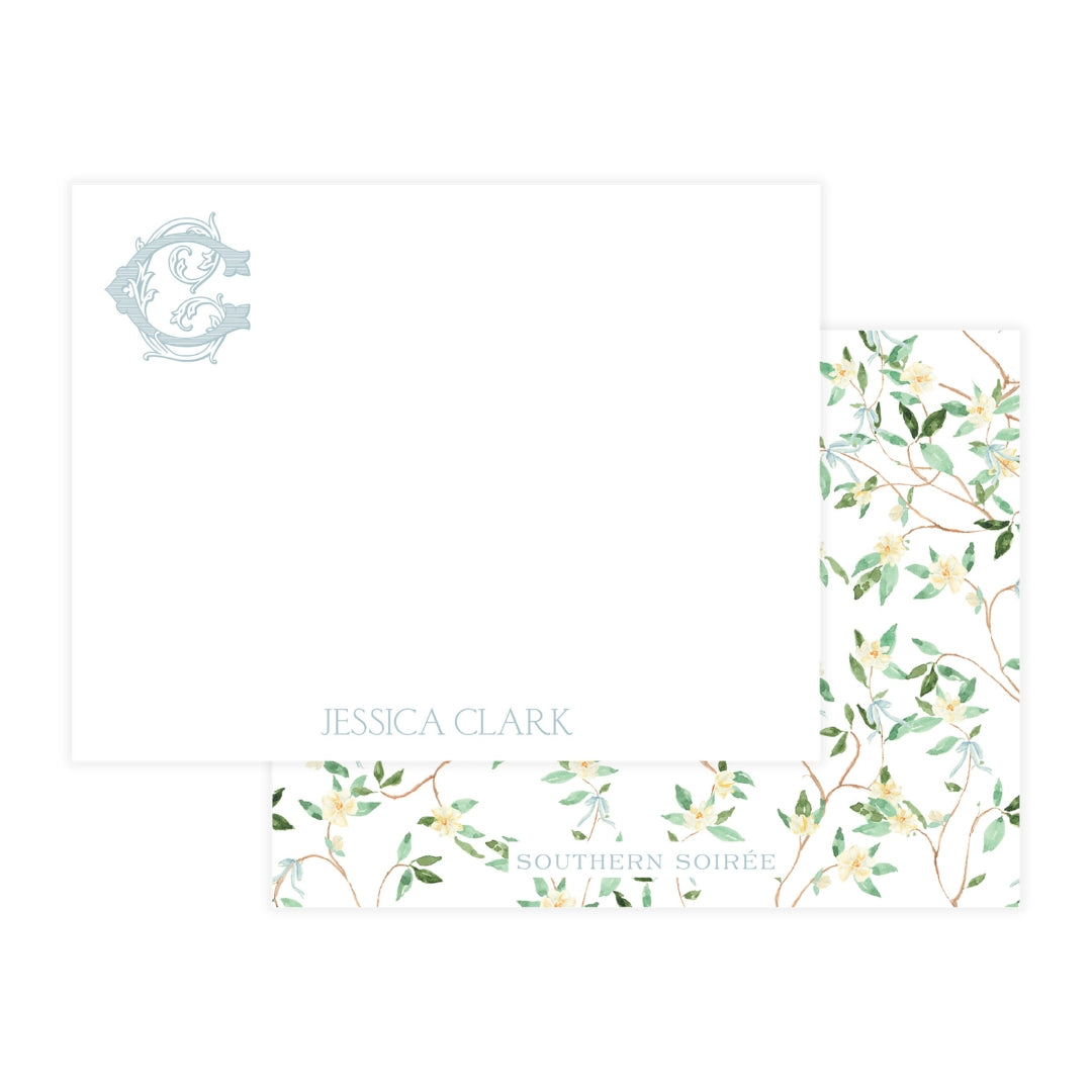 Vintage Vine Monogram with Vines Notecard