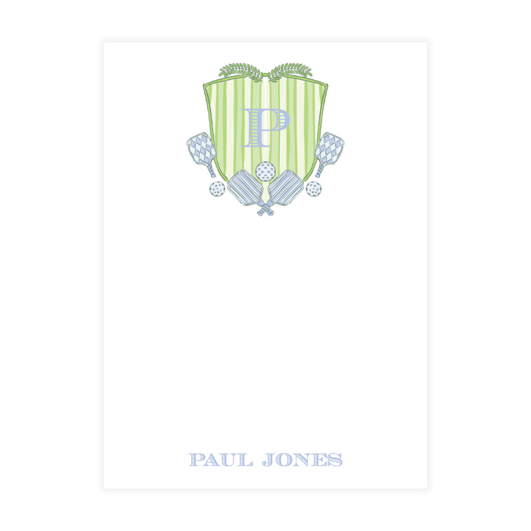 Blue and Green Pickleball Crest Notepad