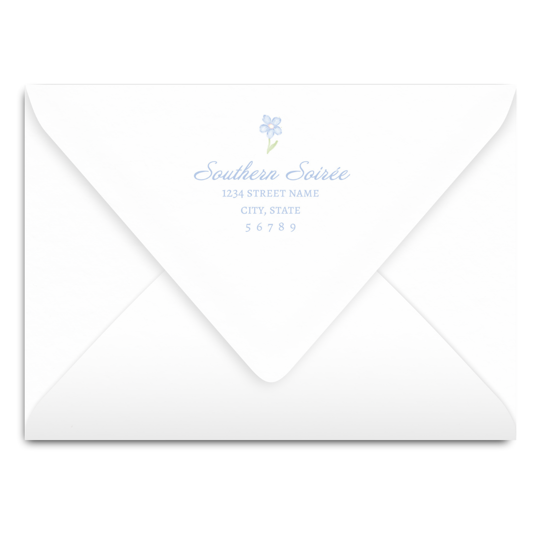 Blue Floral Vine Border Invitation