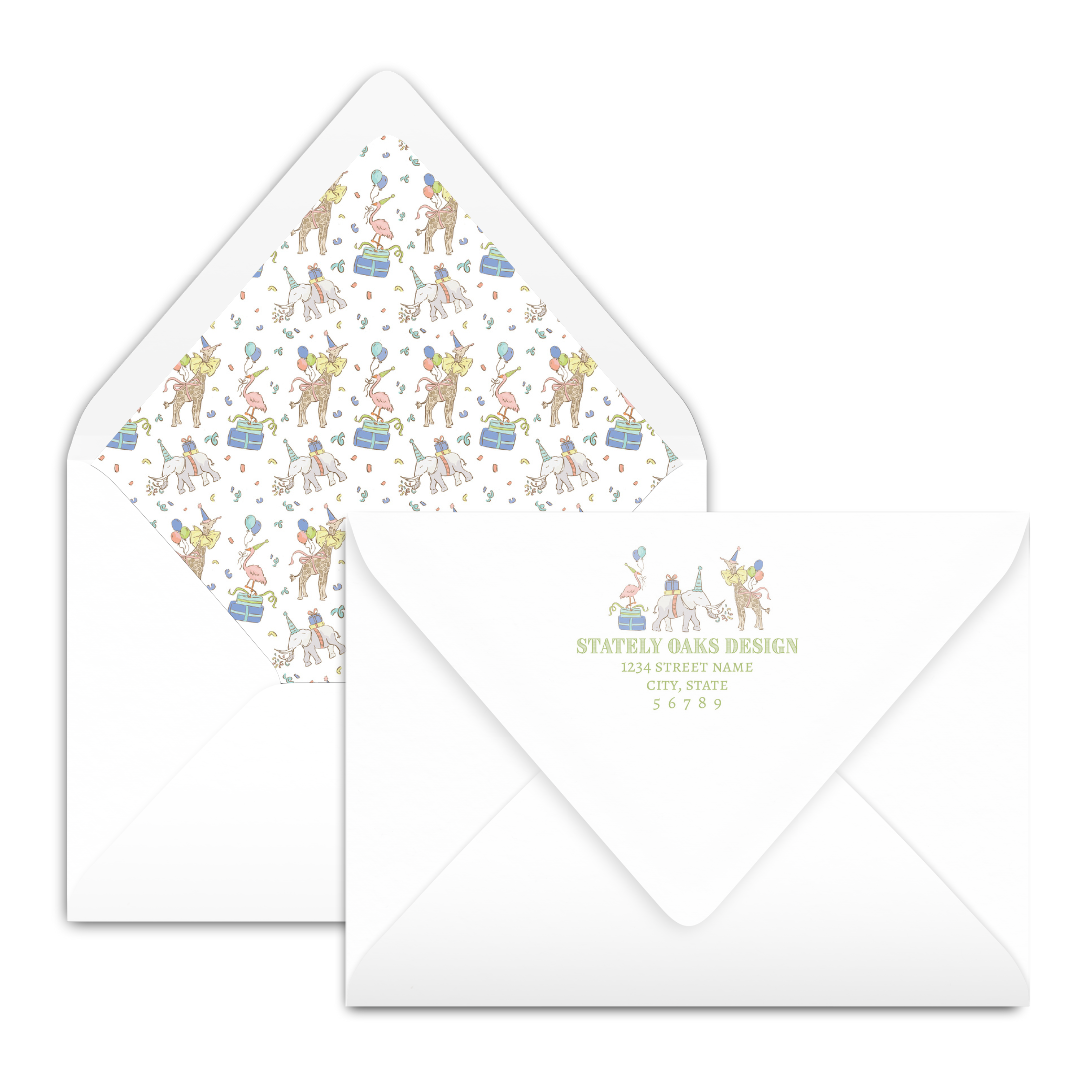 Green Small Party Animals Invitation