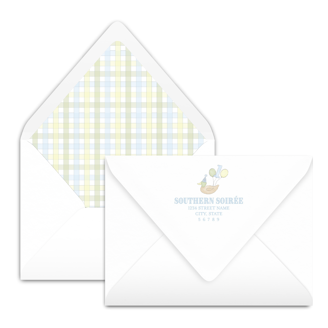 Lucky Duck in Pond Scallop Invitation