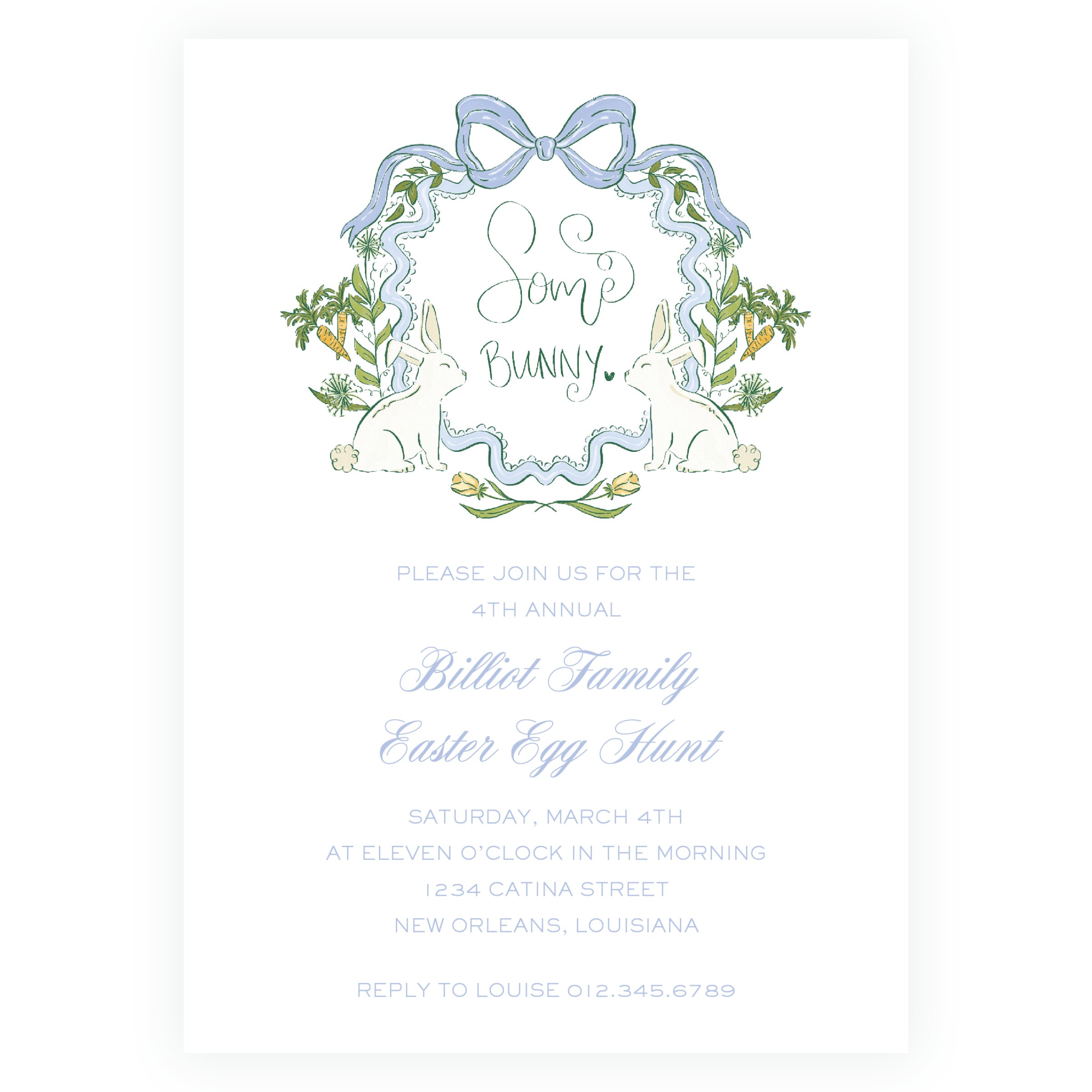 Some Bunny Blue Crest Invitation