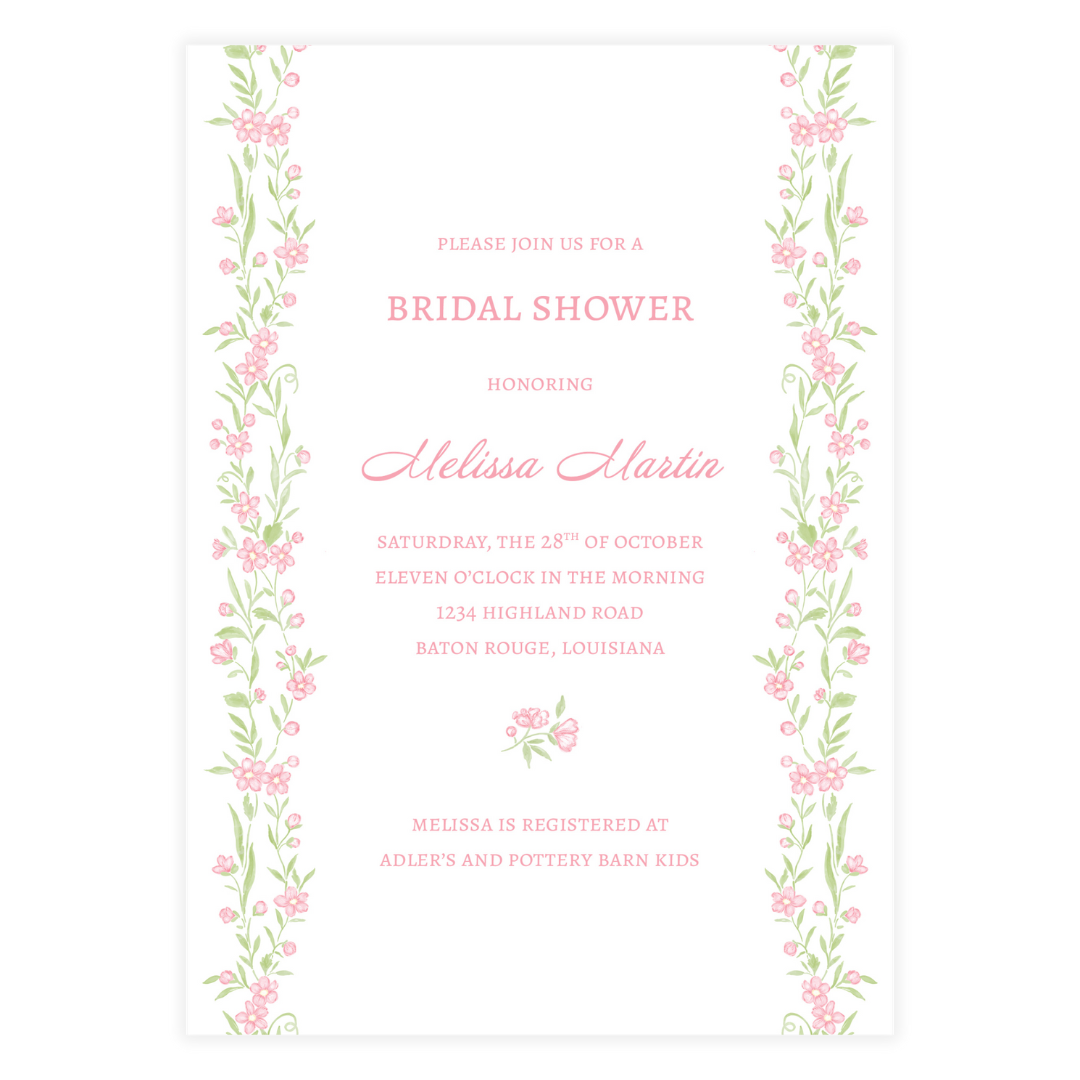 Pink Floral Vine Invitation