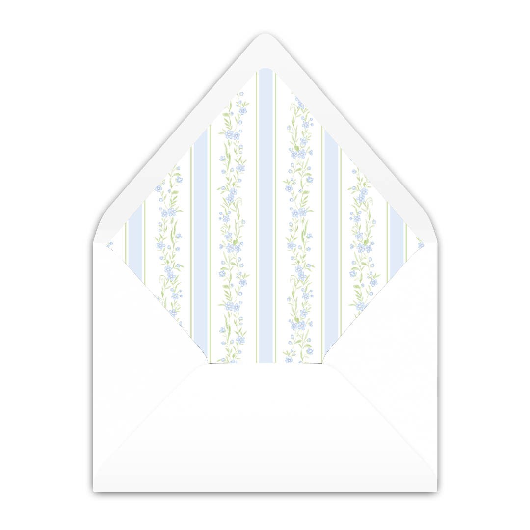 Blue Floral Vine Border Invitation