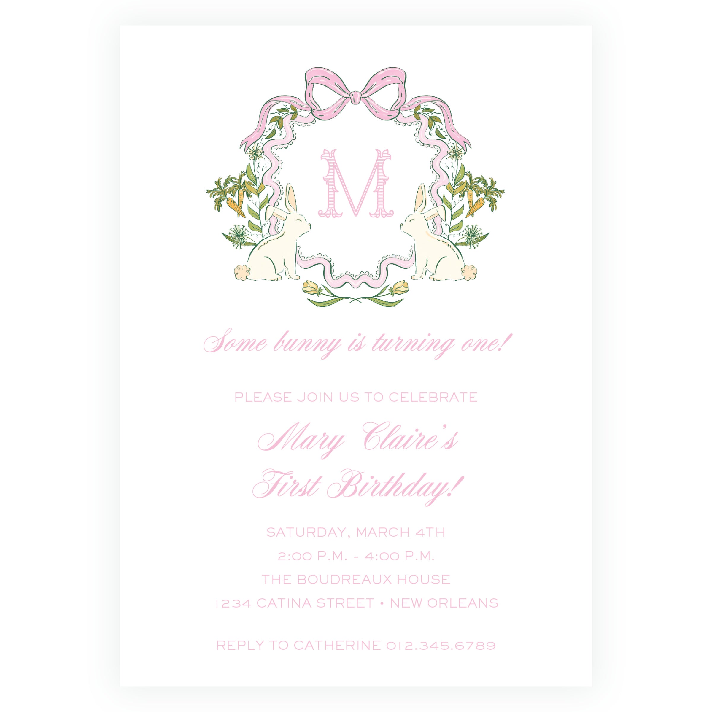 Some Bunny Pink Crest Invitation