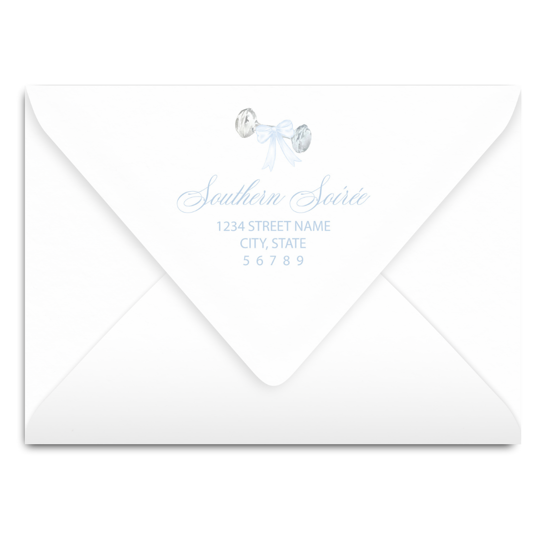 Rattle and Blue Bow Invitation