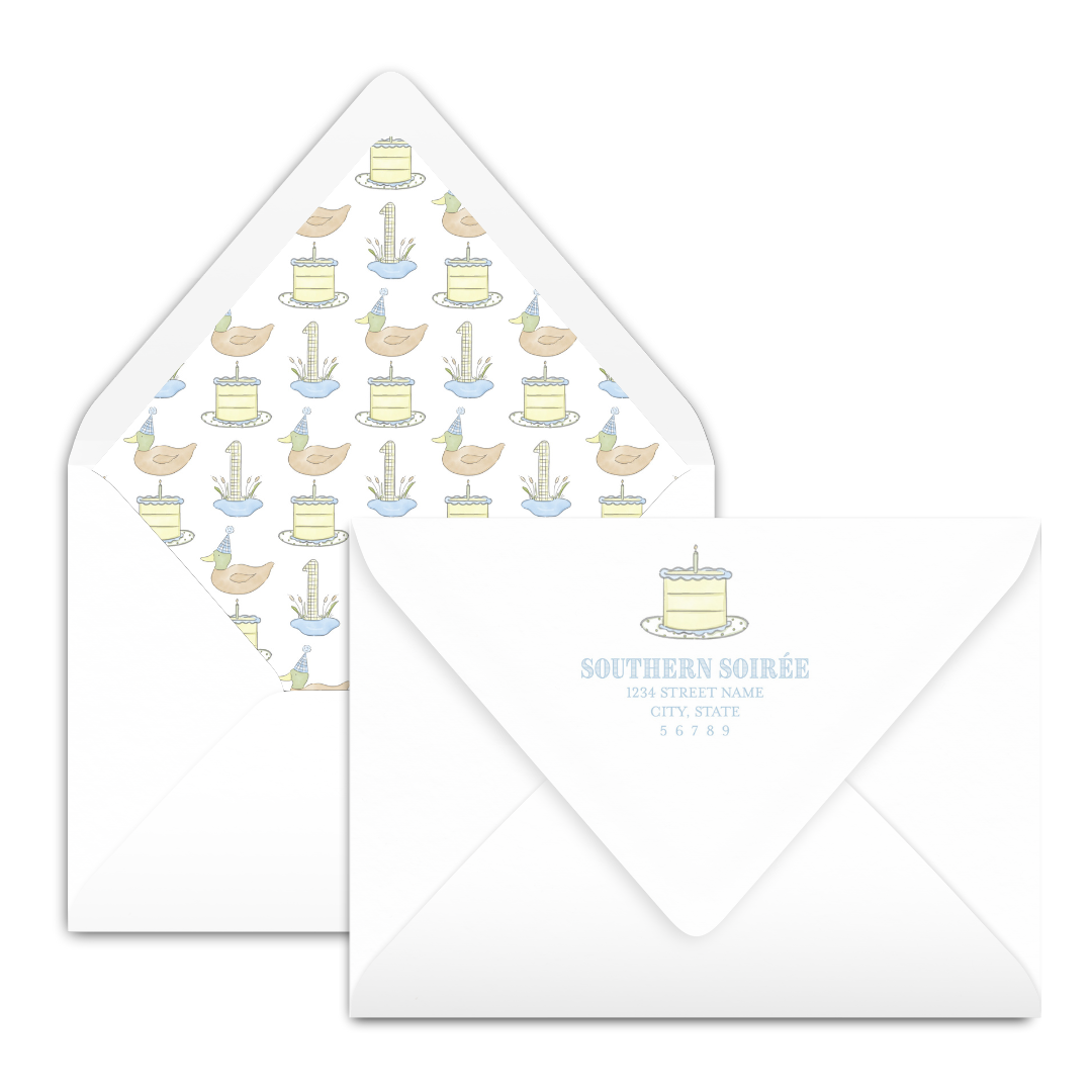 Lucky Duck in Pond Scallop Invitation