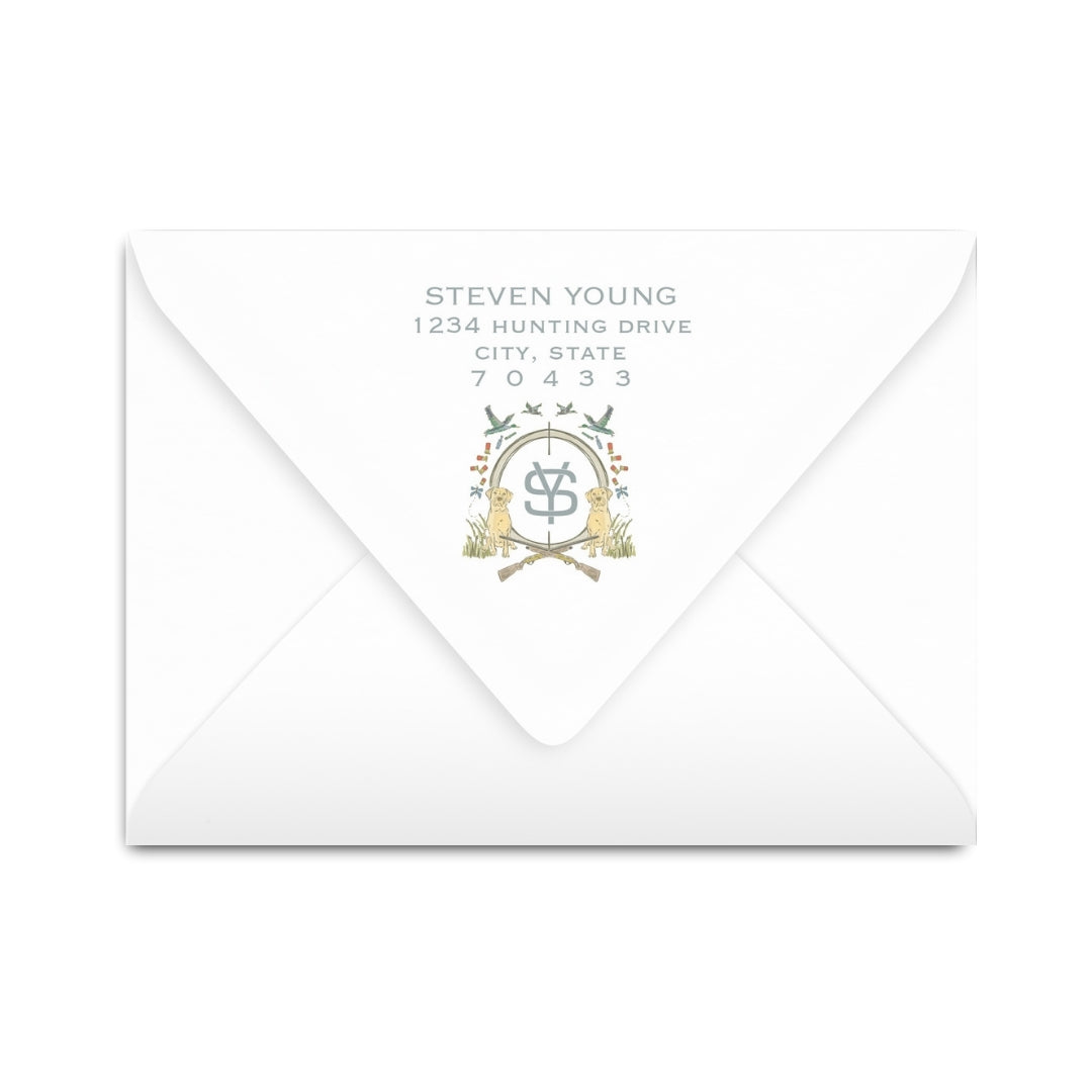 Yellow Lab Duck Blue Hunting Crest Notecard