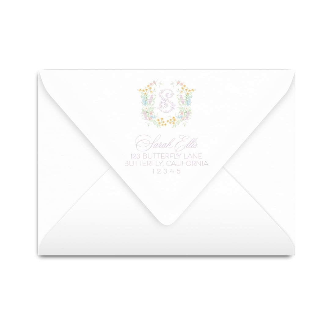 Butterfly Kisses Floral Crest Notecard