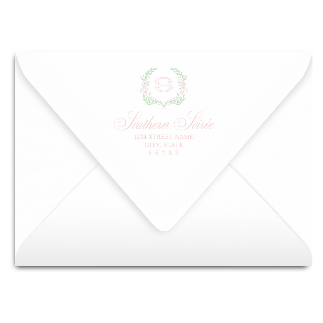 Chinoiserie Pink Block Crest Invitation