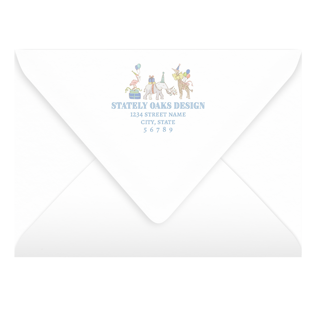 Blue Small Party Animals Invitation