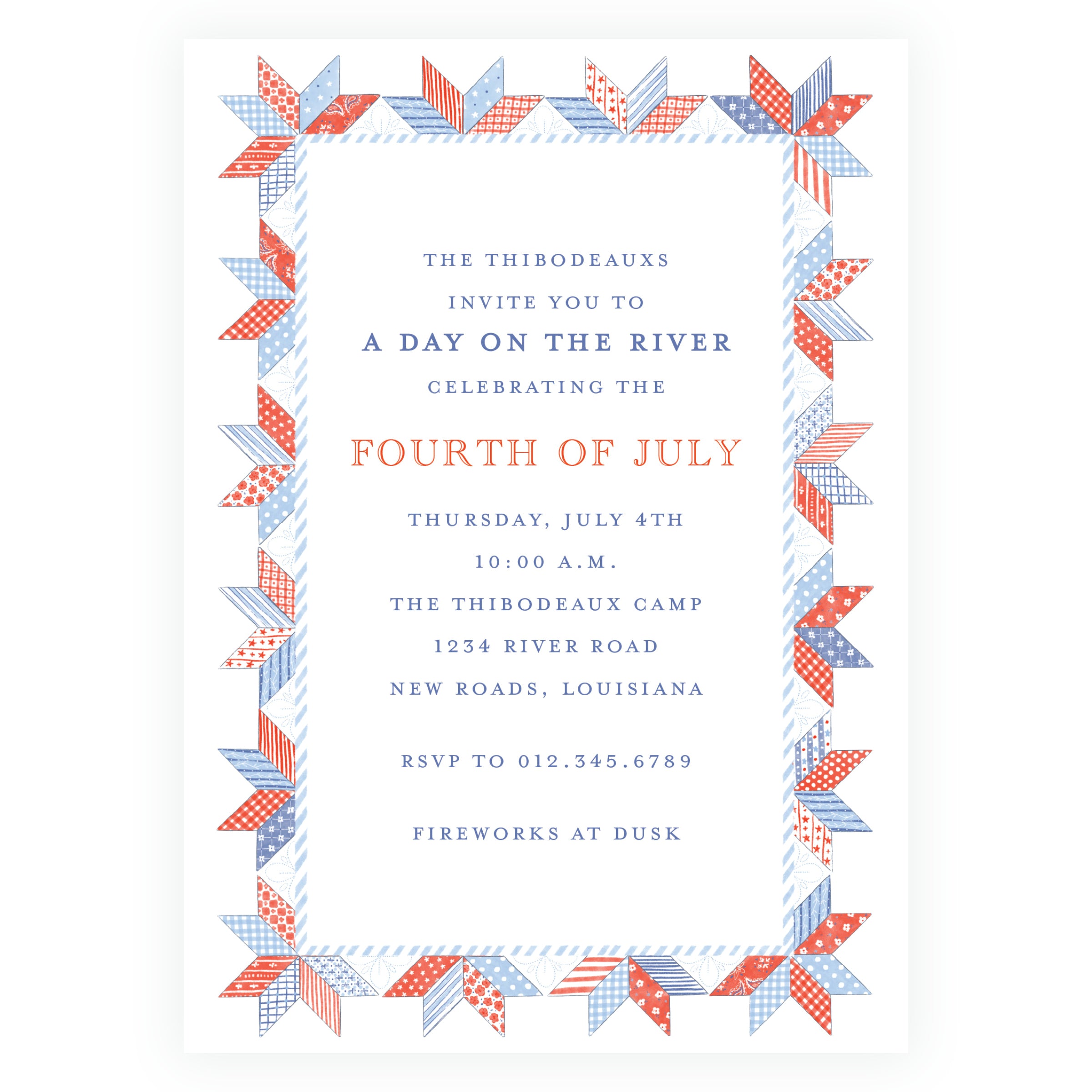 Sweet Liberty - Americana Patriotic Quilt Party Invitation
