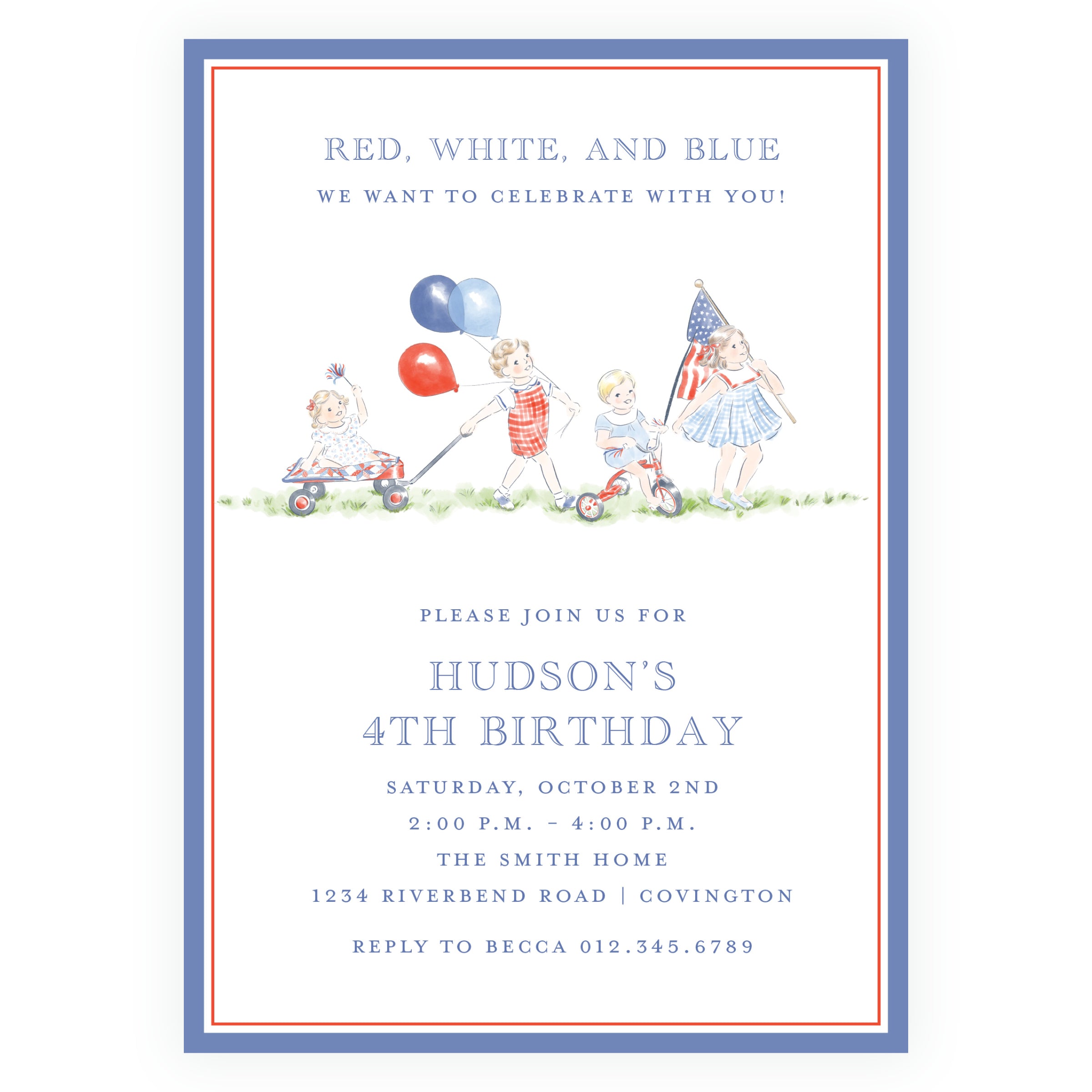 Sweet Liberty Patriotic Children’s Parade Birthday Invitation