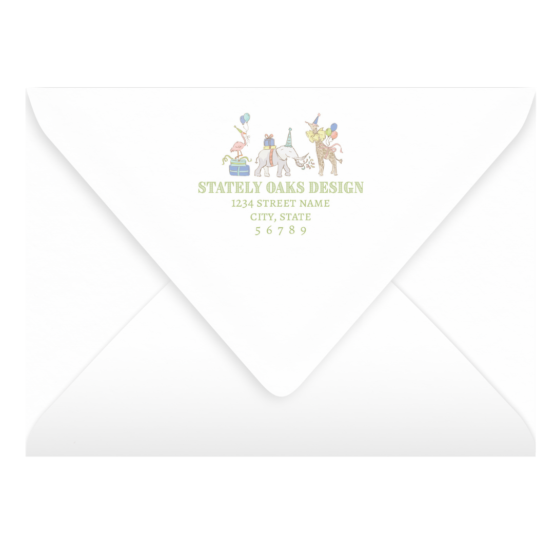 Green Small Party Animals Invitation