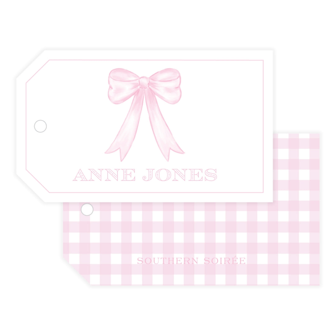 Pink Bow Horizontal Gift Tag