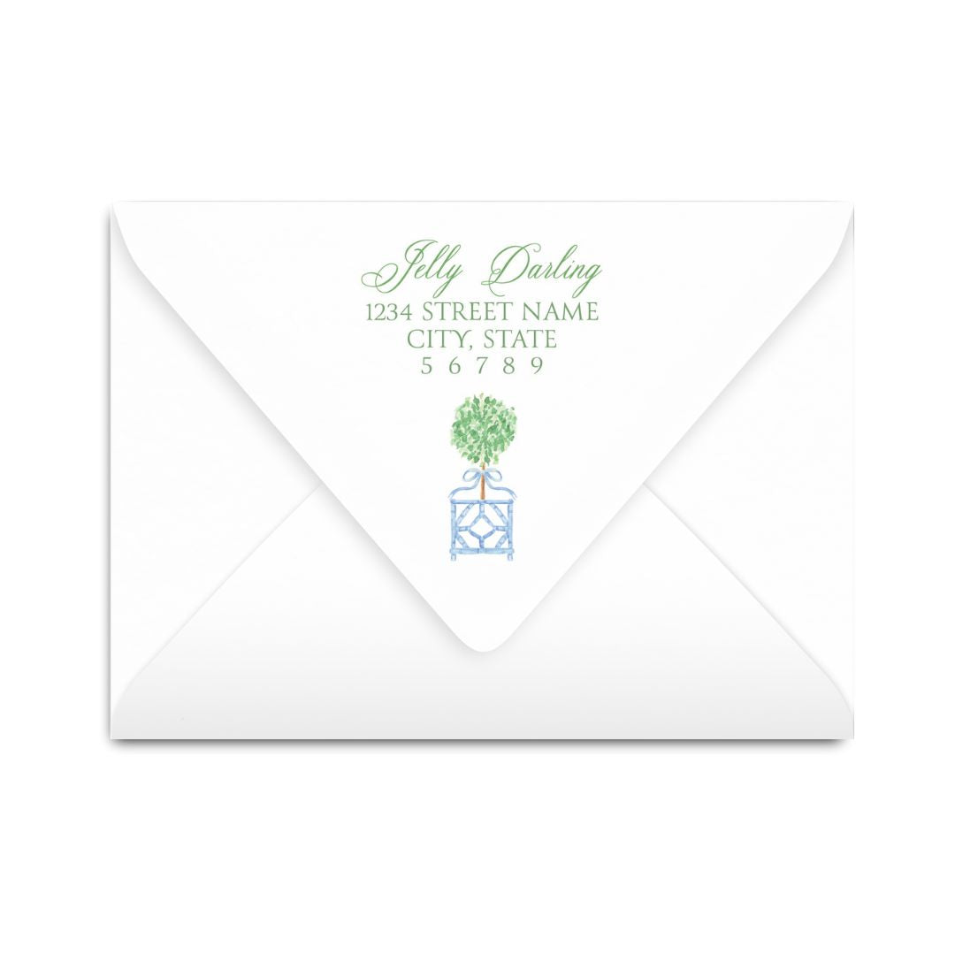 Blue & Green Boxwood Topiary Notecard
