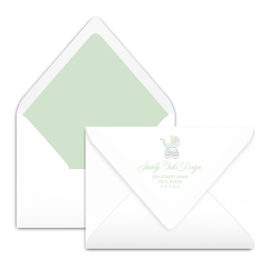 Chic Green Carriage Invitation